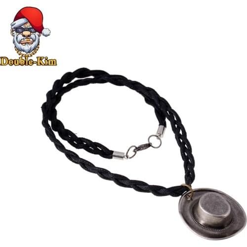 Cowboy Pendant Necklace Men Hip-Hop Rock Street Culture Titanium Stainless Steel Cowhide Chain Necklace Fashion Man Jewelry Gift