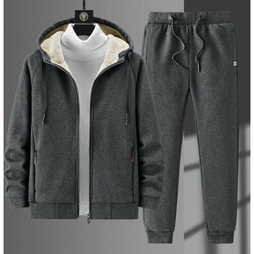 Men Winter Fleece Sets Mens Thick Hoodies+Pants Suit Man Hooded Sweatshirt Sportswear Tracksuits Male Hoodie Sweatsuits size 8XL