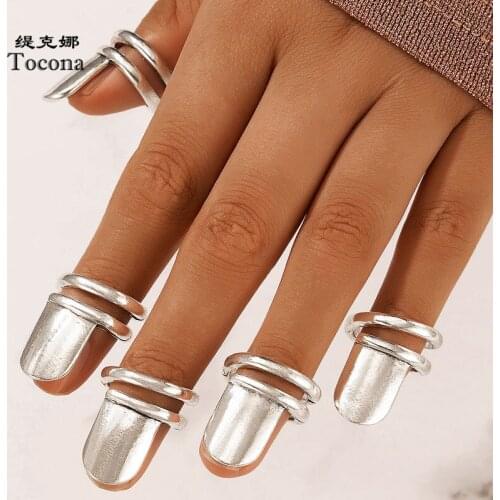 Tocona 5pcs/sets Goth Knuckle Silver Color Ring Sets for Women Men Charms Hollow Out Geometry Jewelry Accessories кольца