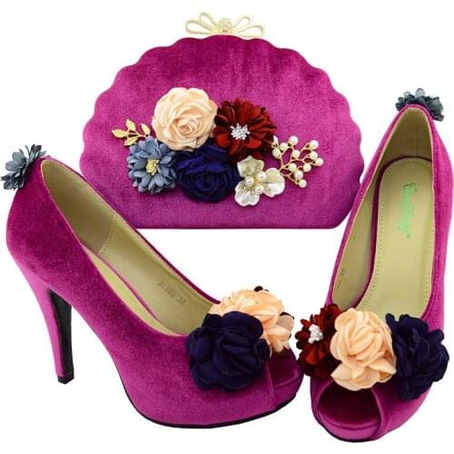 New Arrival Color Womens Italian Shoes and Bags Set Sales In Womens Shoes And Handbag Combining Super high heel BL002