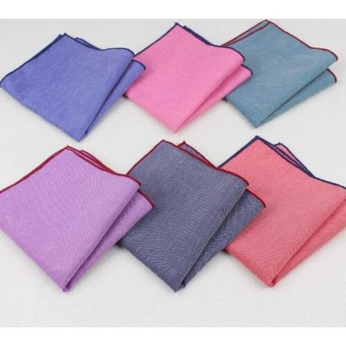 Handkerchief Scarves Vintage Like Linen Hankies Mens Pocket Square Handkerchiefs Solid Color23*23cm