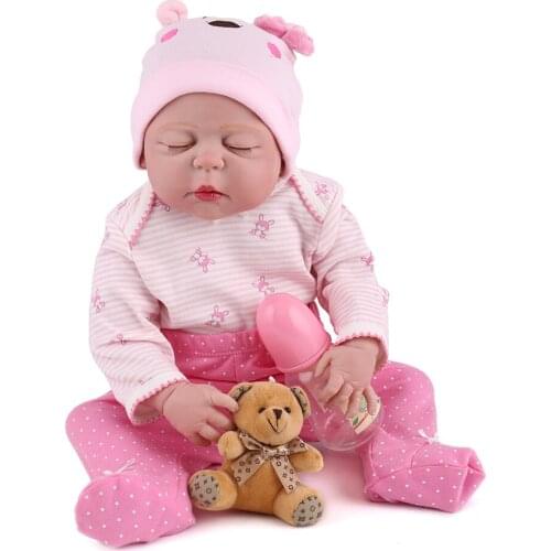 23" Full Silicone Reborn Girl Baby Doll Toy Lifelike modeling sleeping doll baby dolls play house toys bonecas pink toy princess