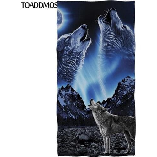 TOADDMOS Cool Wolf Pattern Facecloth Soft Bath Towel for Kids Adults Face Hair Quick Dry Towel Premium Washcloth toalla playa