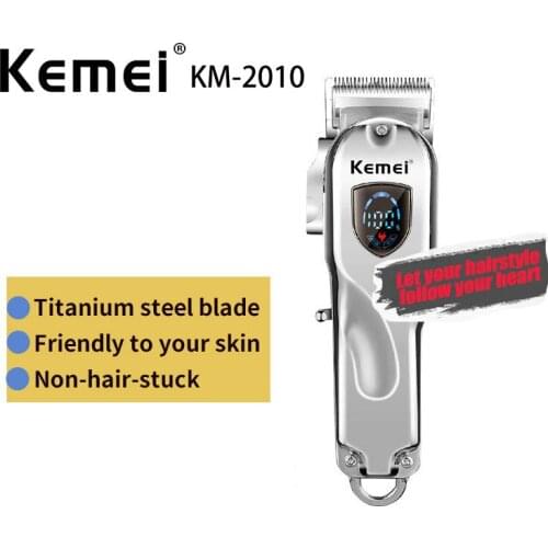 KM-2010 Professional Hair Trimmer Cordless Hair Cutter Barber Hair Clipper 4 Lever Blade Adjustment LCD Display Beard Trimmer
