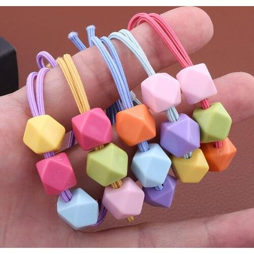 300pcs/lot DIY Simple Multi Acrylic Geometry Rubber Bands Elasticity Candy Colore Hair Bands Styling Tools Accessories HA1453