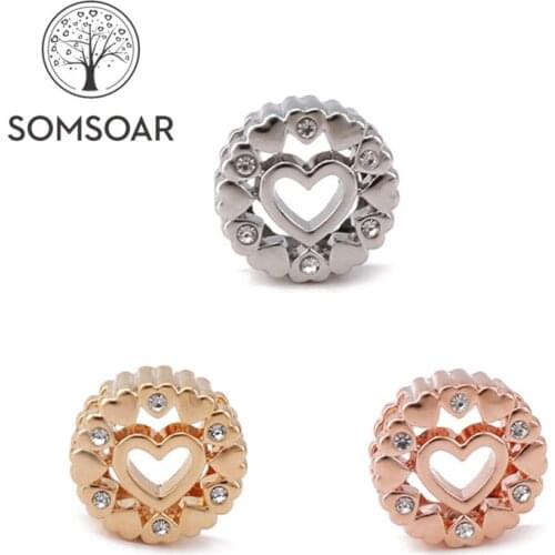 Somsoar Jewelry A lot of love Heart Slide DIY Charm fit 10mm Wide Leather wrappable Mesh Bracelet Necklace 10pcs/lot