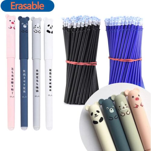 4+20 PCS/LOT 0.38 mm Erasable gel pen Blue Black Ink ballpoint pen refill School Writing supplies Stationery