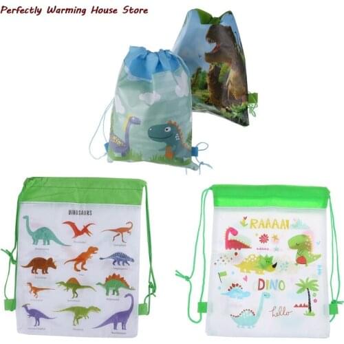 Cartoon Dinosaur Drawstring Bags Kids Drawstring Backpack Baby Clothes Clothings Children Organizer Pouch Laundry Bag