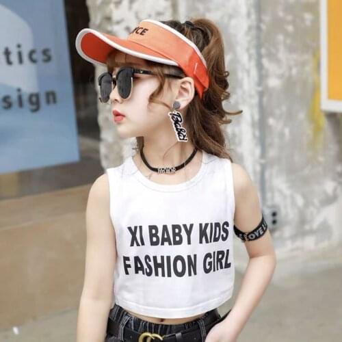Girls Tops 2021 Childrens Short Vest Summer Sleeveless Fashion Tshirt Kids Cloth