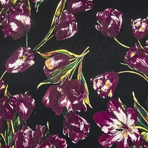 The tulip digital painting jacquard fabric for dress coat ткань для платья ткани tissu bazin riche getzner telas tissus хлопок