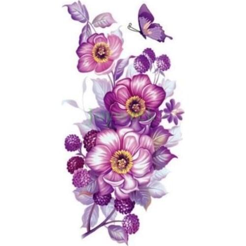 17 designs Waterproof Temporary Tattoo Sticker purple orchid flowers body art tatto stickers flash tatoo fake tattoo for women