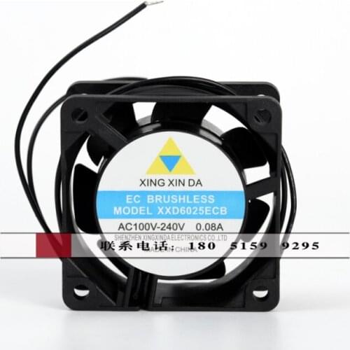 XING XIN DA XXD6025ECB Server Cooling Fan AC 100V-240V 0.08A 60x60x25mm