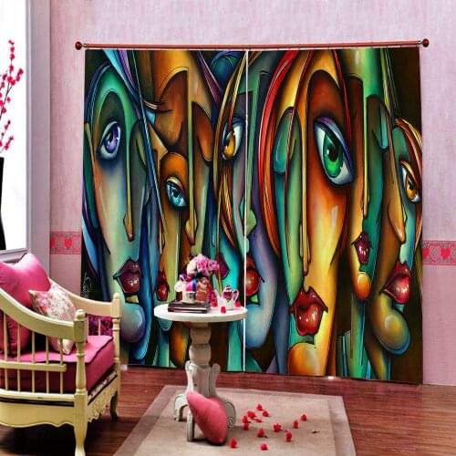 Ethnic Style Profile Picture Curtain For Living room Bedroom Blackout Window Curtains Indoor Decor Sets (left and right side)