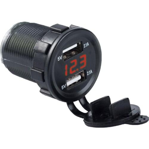 Car Boat Motorcycle 4.2A Dual USB Charger Digital Voltage Display Power Motocycle Accessories Battery Charging Units