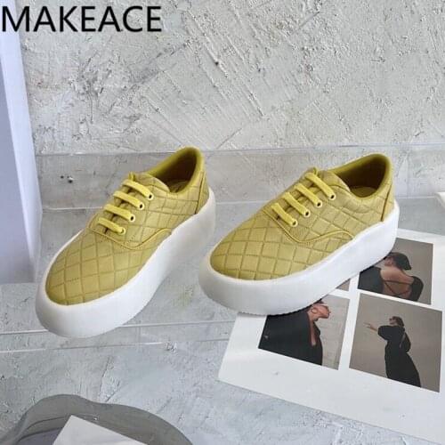 Women Sneakers Cow Real leather Thick Sole Shoes Woman Lace Up Casual Running Shoes Platform Shoes For Women Spring 2021 New
