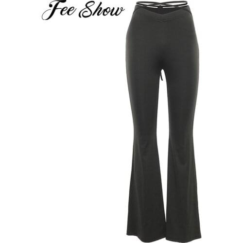 Women Yoga Pants Trousers Casual Workout Gym Clothes Breathable Sport Leggings Bottoms Dancing Long Pants High Waist Flare Pants