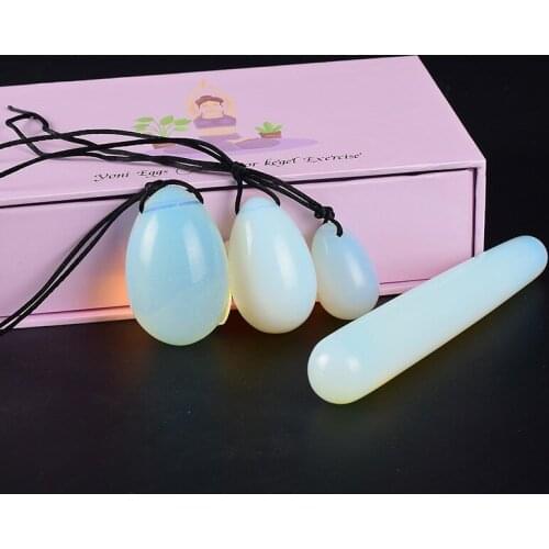Natural Opalite Yoni Eggs Vaginal Massage Ball Women Kegel Exerciser Balls Vaginal Tightening Jade Egg Yoni Massage Stick Set