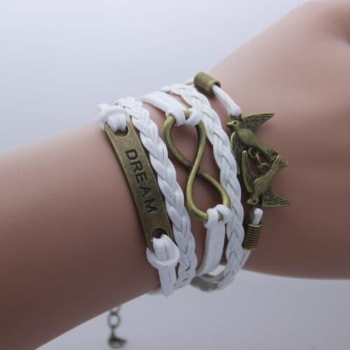 VC-LADY Bracelet 2016 Fashion Two Birds Multi-Word Velvet Woven Bracelets Women Jewelry B4 AB093 ABC