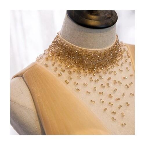 Freeship light champagne beading stand collar pleated long dress medieval Renaissance Victoria dress ball gown