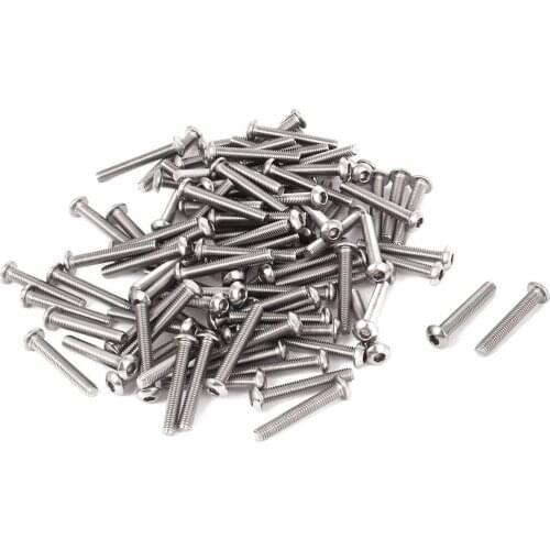 0.5mm Pitch M3x20mm Button Head Hex Socket Bolts Screws 100 Pcs