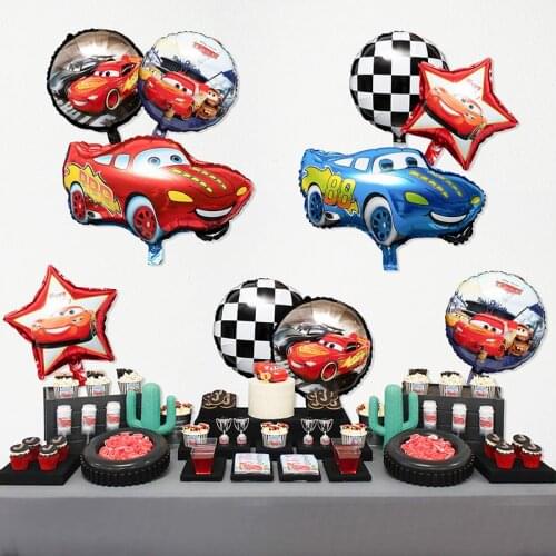10Pcs Race Car Foil Balloons Double Side Checkered Balloons Party Favors Decor Supplies for Kids Boys Birthday Party Baby Shower