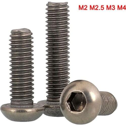 10Pcs Titanium Alloy Pan Head Allen Machine Bolts Round Head Hex Socket Cap Screws M2 M2.5 M3 M4
