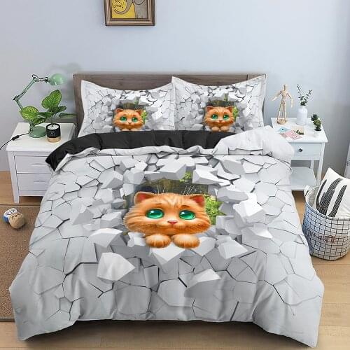 2/3PCS 3D Cartoon Animal Bedding Set For Kids Children Duvet Cover Set Soft Cozy Quilt Cover King Twin Baby Size Bedclothes