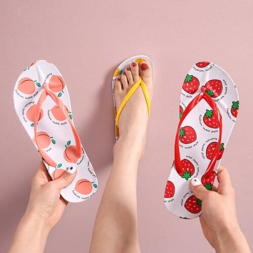 2021 Fruit Flip-flops Womens Summer Flip-Flop Non-Slip Slipper Womens Fashion Beach Leisure Slippers Wear-Resistant Men Shoe