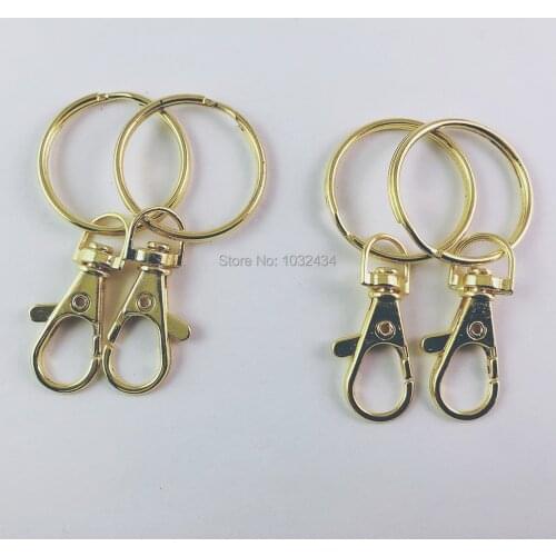 300 pcs/lot Classic Key Chain Ring Gold Metal Swivel Lobster Clasp Clips Key Hooks Keychain Split Ring Fashion DIY Jewelry