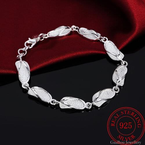 925 Sterling Silver Fashion Eight Slipper individuality Chain Charm Bracelet for Women Teen Girls Lady Gift Women Fine Jewelry