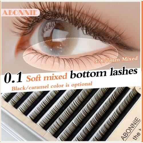 Abonnie Fake Lower Lashes Mink 0.10 C Curl Brown Color 5mm 6mm 7mm Eye Lashes Extension Lower Lash Bottom Extensions