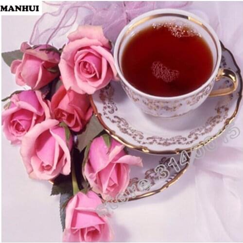 DIY Diamond Painting Crystal Diamond Painting Cross Stitch Flower &Coffee Needlework Diamond Embroidery Home Decorative BAC045