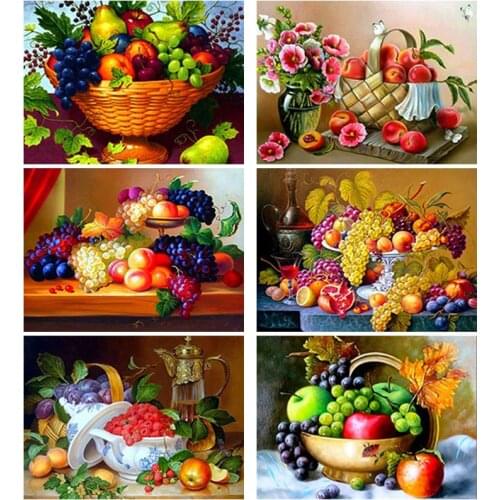 DIY 5D Diamond Painting Full Round Square Resin Mosaic Diamond Embroidery Cross Stitch Kits Wall Art Beautiful Fruit Handcraft