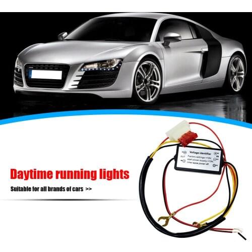 Car LED Daytime Running Light On/Off Controller Module DRL Relay Harness Automatic Dimmer 12-18V 5A ABS Black 130x95x20mm