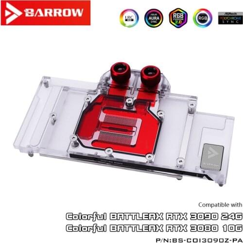 Barrow LRC2.0 full coverage GPU Water Block for Colorful BATTLEAX 3090 Aurora BS-COI3090Z-PA