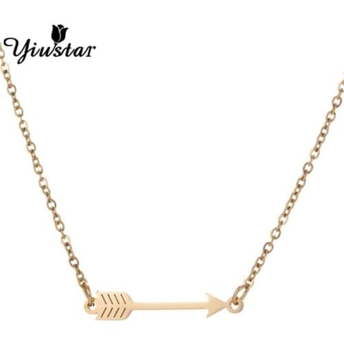 Yiustar Gold Stainless Steel Chain Vintage Arrow Charm Necklace for Women Man Bar Shape Chokers High Quality Jewelry Best Gift