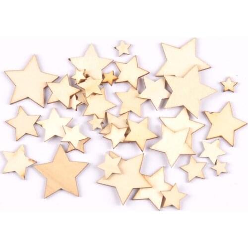 Wooden Stars mixed Cutout Discs For Arts Scrapbooking ornament Crafts DIY handicraft Decoration Wedding Decor 50pcs mt0589