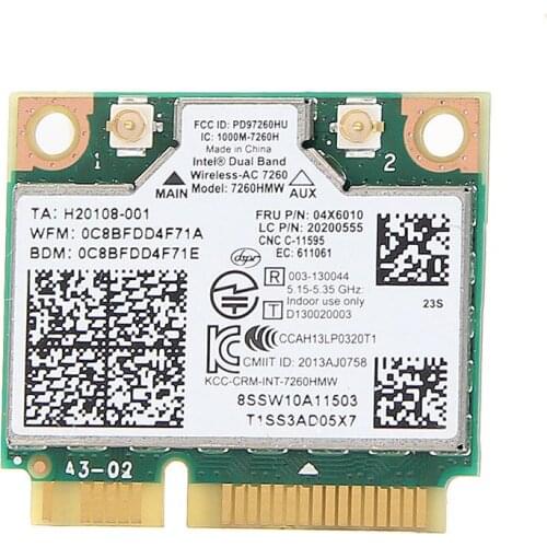 Dual Band Wireless card for intel 7260AC 7260HMW ac 802.11ac BT4.0 Card For Lenovo Thinkpad S540 E540 ,FRU 04x6010 20200555