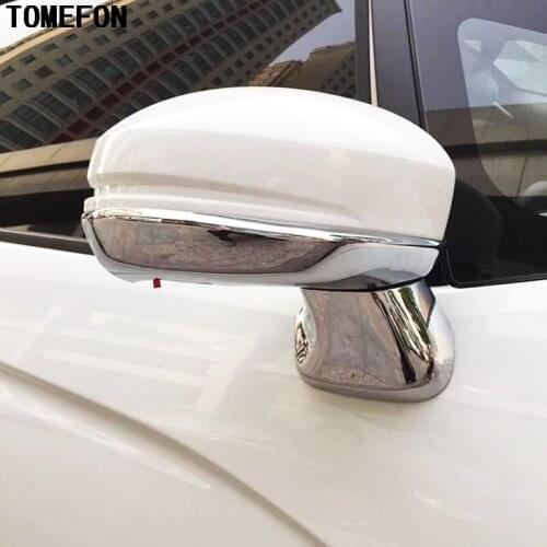 TOMEFON For Honda Fit Jazz 2014 2015 ABS Chrome Rear View Mirror Car Back Mirrors Rearview Mirror Cover Mirror Pillar Trim 4PCS