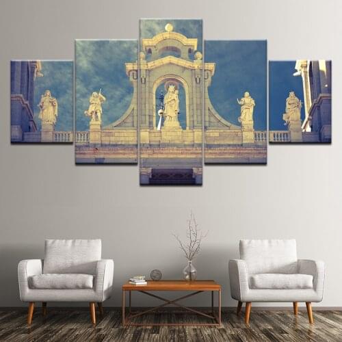 Canvas Painting 5 statue in gate landscape 5 Pieces Wall Art Painting Modular Wallpapers Poster Print for living room Home Decor