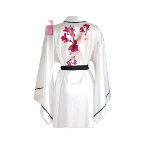 Kimono Bathrobe Satin Robes Satin Robe Ladies Dressing Summer New Nightwear Robe Homewear Bat Sleeve Maxi Boy Kimono