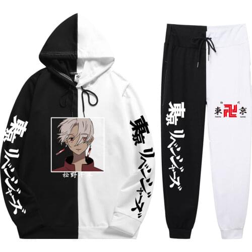 2021 Hot Fashion Summer 2 Pieces Sets Anime Tokyo Revengers Print hoodies sets Loose Simplicity Patchwork Thin Hoodie+Patchwork