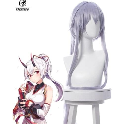 ROLECOS Fate Tomoe Gozen Cosplay Wig FGO Cosplay Wig for Woman Silver Headwear Wig Synthetic Hair