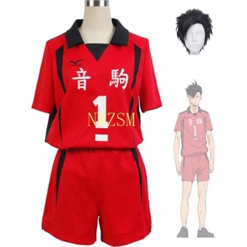 Anime Haikyuu Cosplay Costume Nekoma High Uniform Kuroo Tetsurou Volleyball Club Uniforms T-shirt Suit Sportswear Jerseys Wig