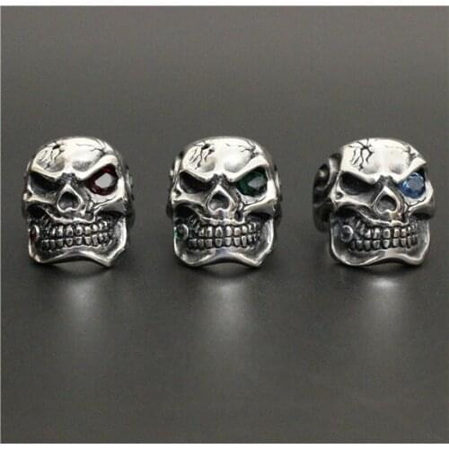Newest Polishing Smoking Skull Ring With Crystal Color Stones 316L Stainless Steel Men Boys New Fashion Mens Skull Ring