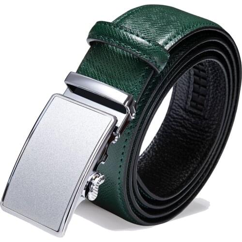 Fashion Luxury Green Leather Belt For Men Designer Automatic Buckle Genuine Leather Mens Belt 3.5cm Width Cowhide Strap DiBanGu