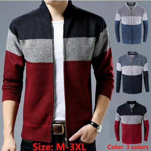 Mens Shawl Knitted Jumper Coat Jacket Warm Tops Chunky Collar Cardigan Sweater Fall Winter Men Coat Warm Thickened