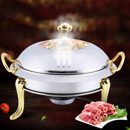 Stainless Steel Hotpot Set Mini Hotpot Pot Holder Tempered Glass Lid Gold Silver Chafing Dish Buffet Pan Food Tray Warmer
