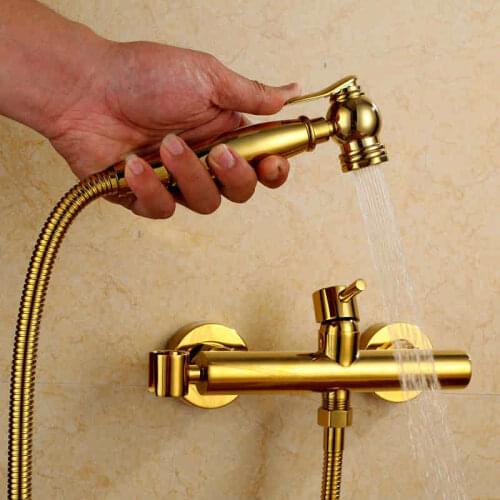 Bidet Faucet Set Hot And Cold Wall Mounted Bathroom bidet faucet high pressure toilet gun Brass
