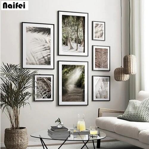 Forest Nature Plant Landscape Wall Art 5d Diy Diamond Embroidery Diamond Painting Sun Projection Rhinestone Mosaic Home Decor